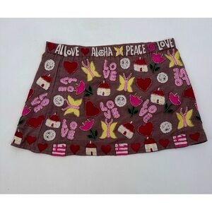31. Letartle Beaded Embellished Peace Love Skirt Euc M/L ‎ Adorable